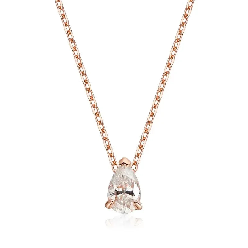 Pear Cut 1–4CT  Moissanite Necklace – 18K Gold Plated S925 Silver Pendant