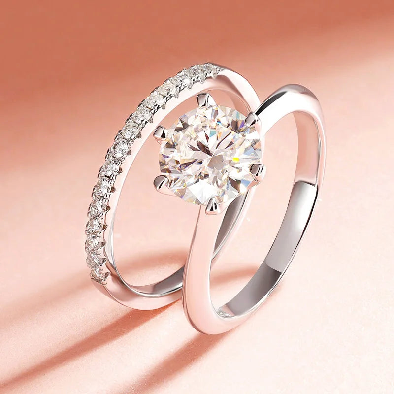 Moissanite Wedding Ring 0.23–2.23CT  – 18K Plated S925 Silver, Couple Sets