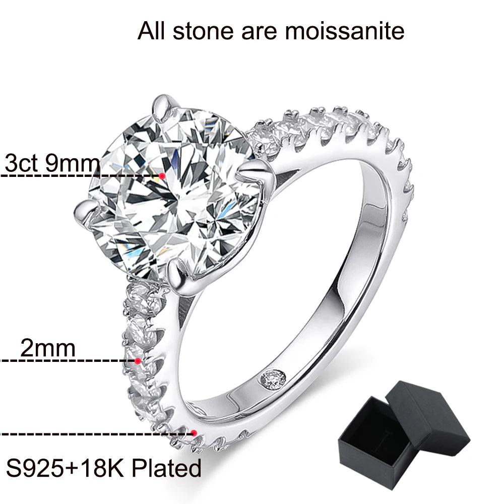 Moissanite Ring 0.6–4.15CT  – 18K Plated S925 Silver Wedding Band