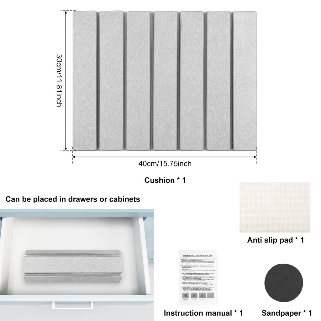 2 Colors Foldable Stone Dish Drying Mat Diatomite Tableware Pads Non-Slip Reusable Dish Drainer Mat Kitchen Accessories 40X30 Cm