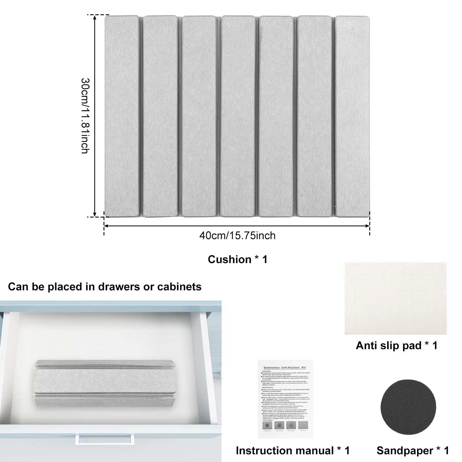 2 Colors Foldable Stone Dish Drying Mat Diatomite Tableware Pads Non-Slip Reusable Dish Drainer Mat Kitchen Accessories 40X30 Cm