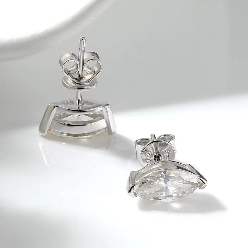 Marquise Moissanite Stud Earrings 0.3–3CT  – 18K Plated S925 Silver