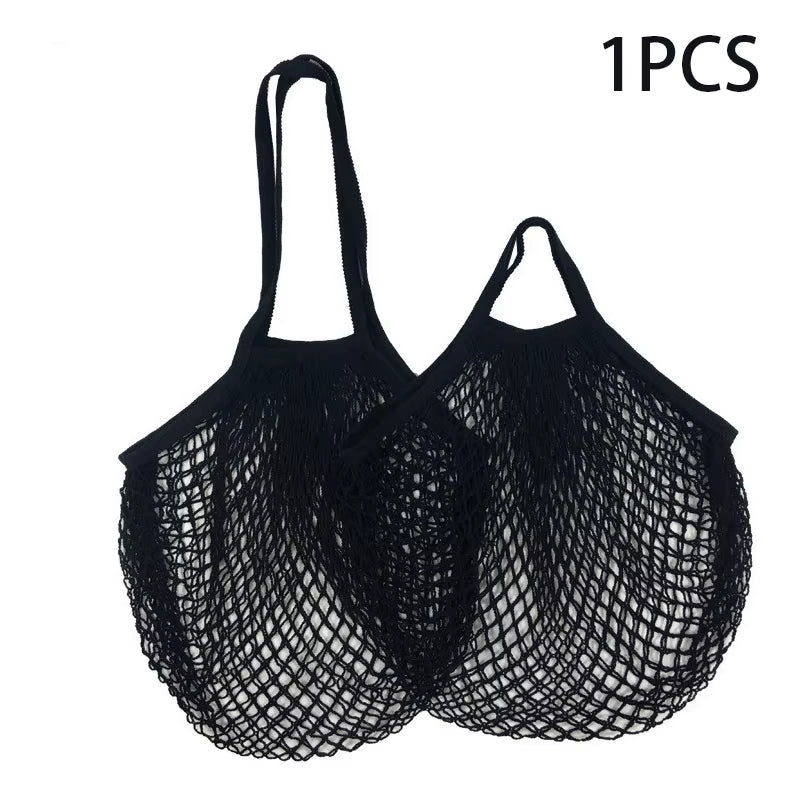 Handheld Foldable Cotton Mesh Bag – Reusable Fruit & Grocery Tote