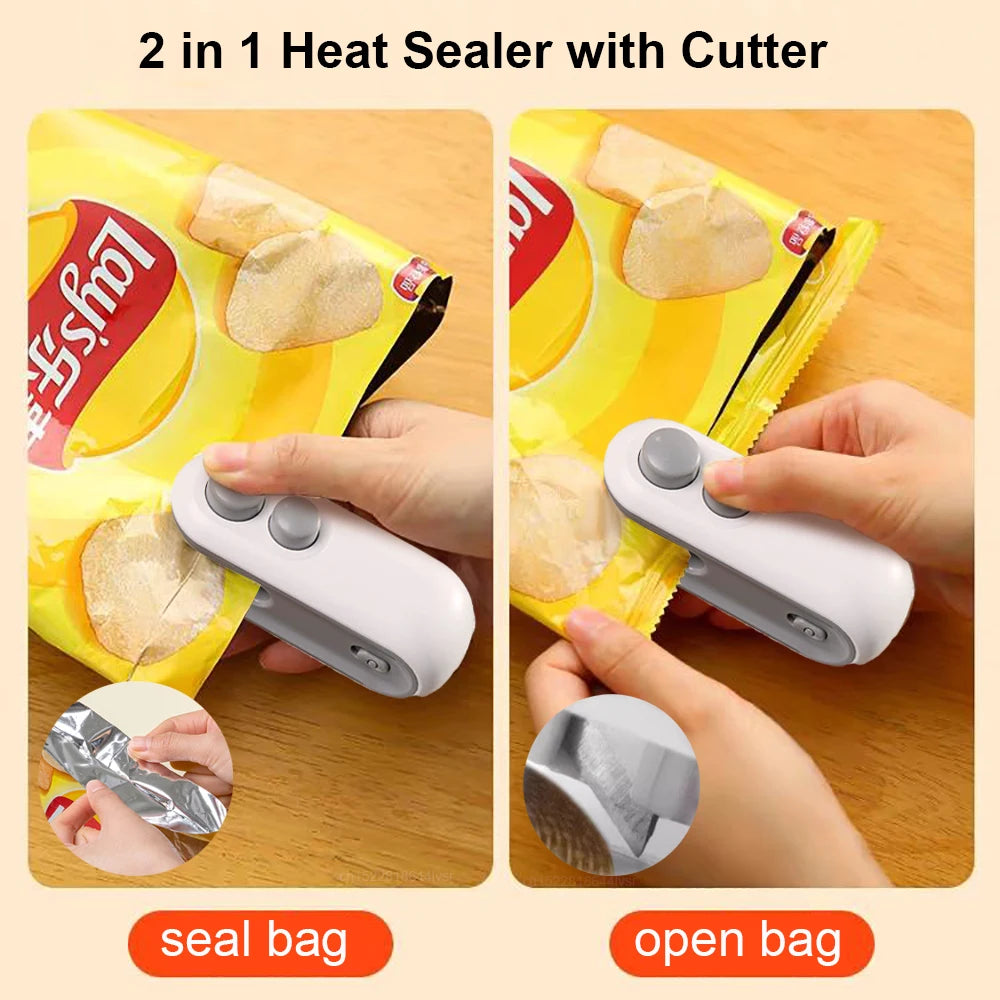 Effortlessly Seal Your Snacks with the Mini Handheld Heat Bag Sealer - Keep Food Fresh and Flavorful!