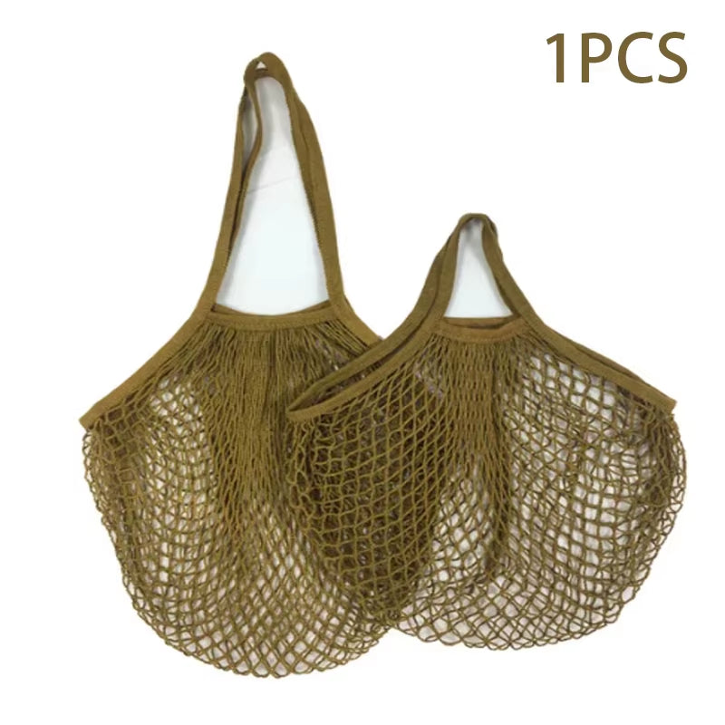 Handheld Foldable Cotton Mesh Bag – Reusable Fruit & Grocery Tote