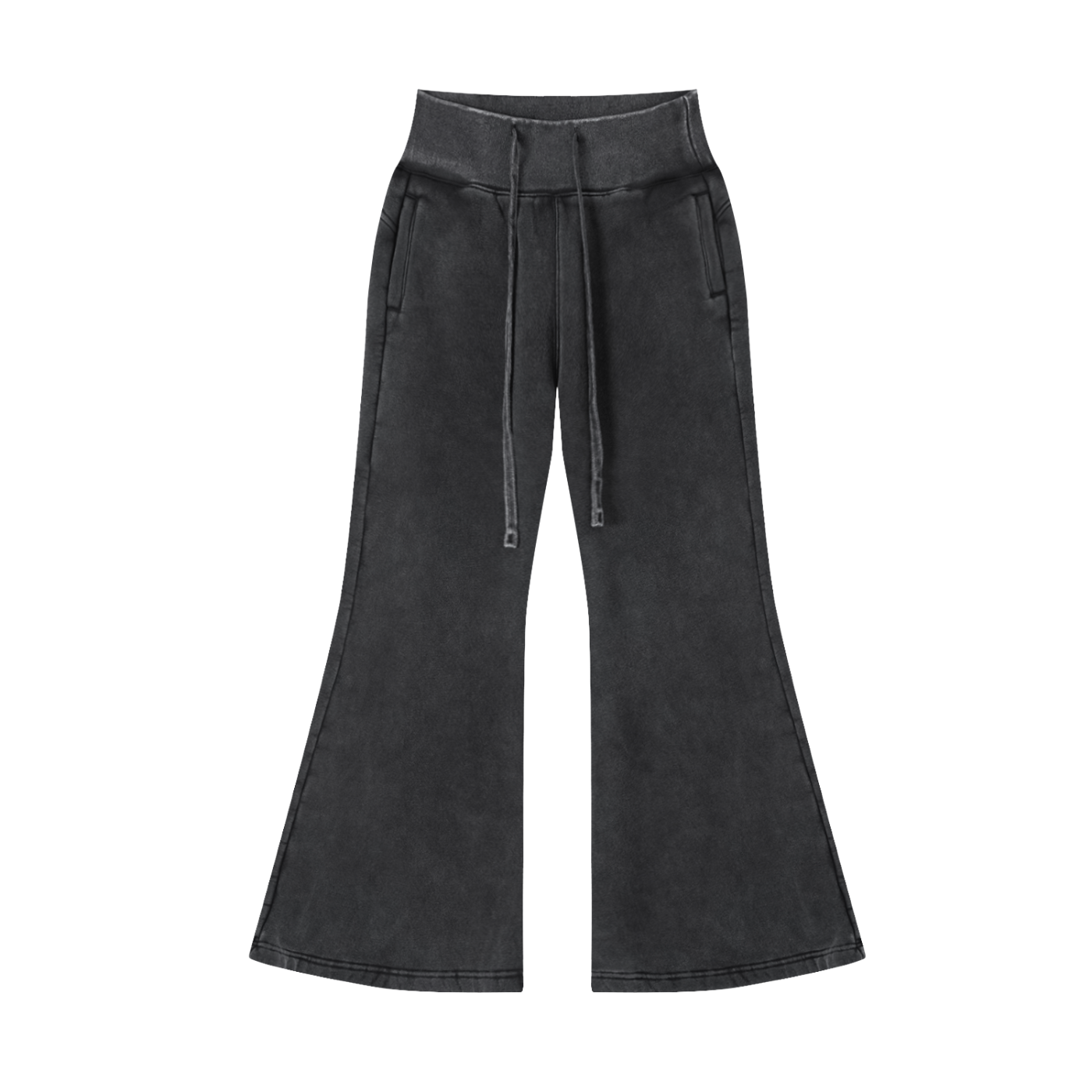 Vintage Washed Flared Fleece Pants for Women | Mid-Waist Streetwear