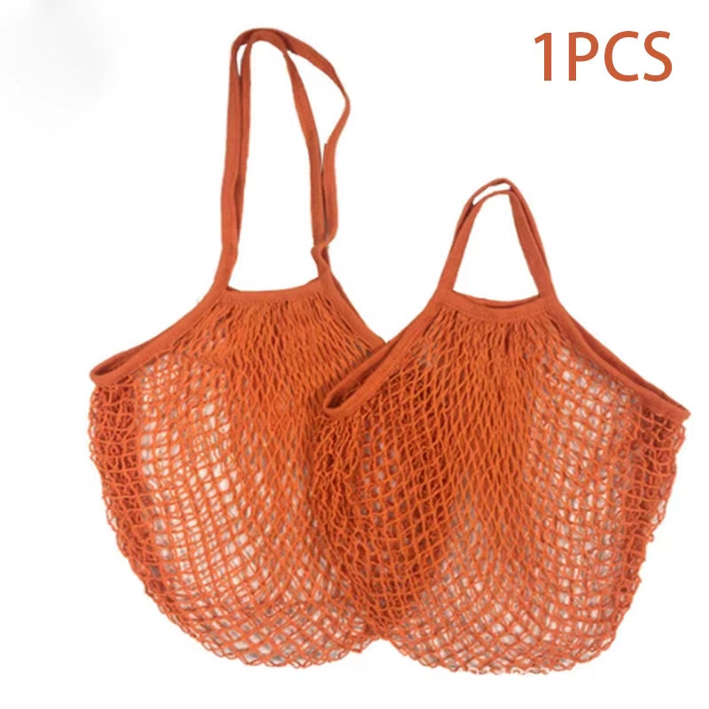 Handheld Foldable Cotton Mesh Bag – Reusable Fruit & Grocery Tote