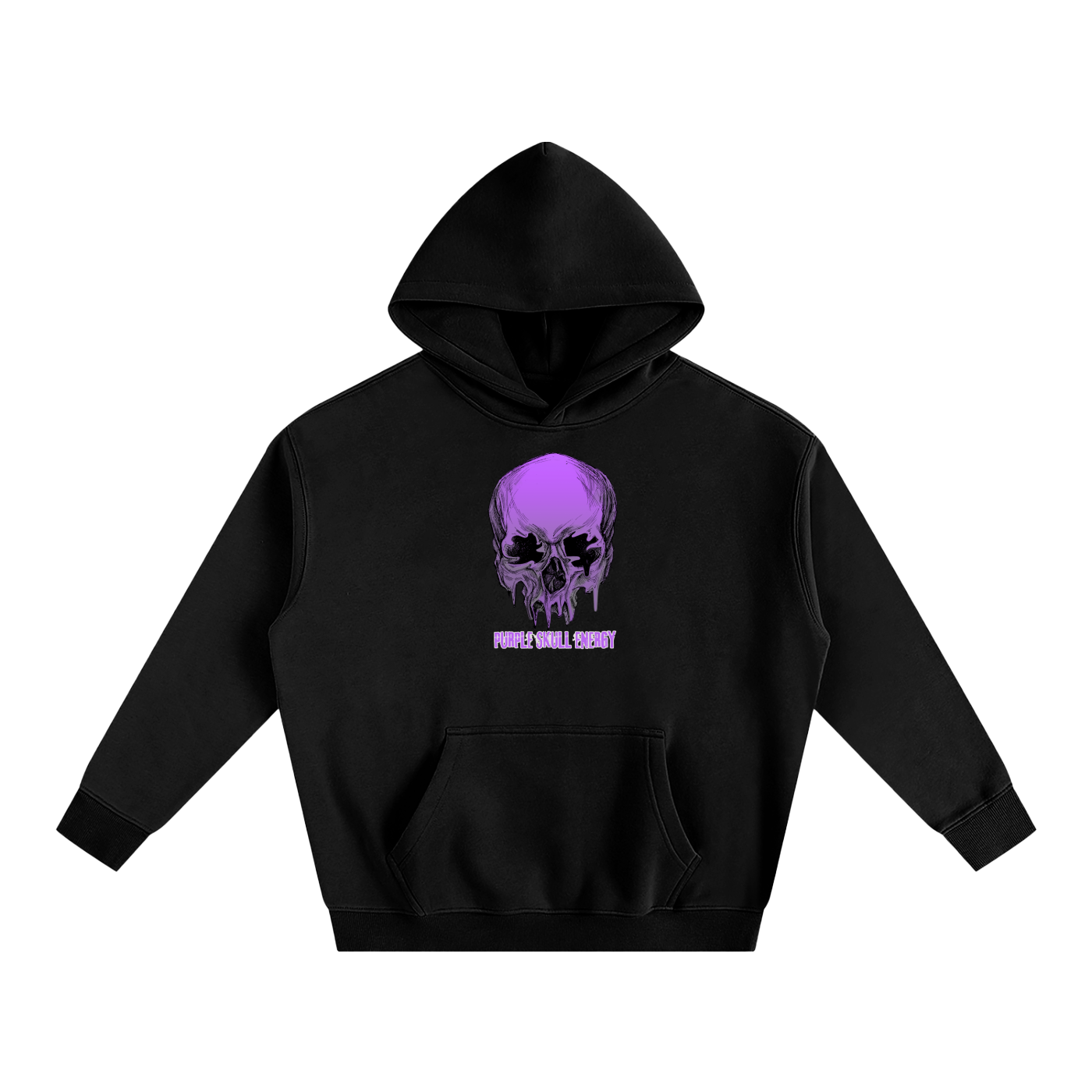 Purple Skull Energy Oversized Fleece Hoodie | Unisex Streetwear
