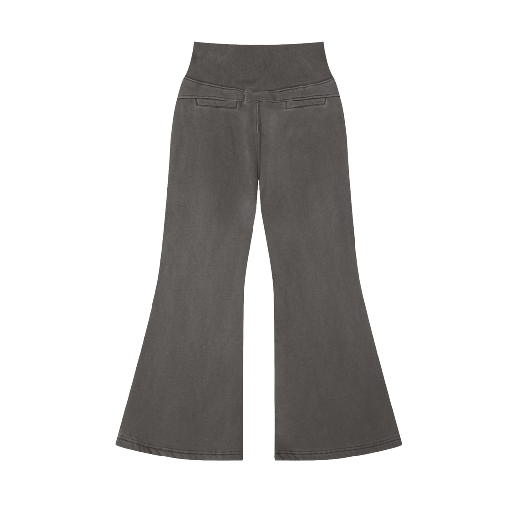 Vintage Washed Flared Fleece Pants for Women | Mid-Waist Streetwear