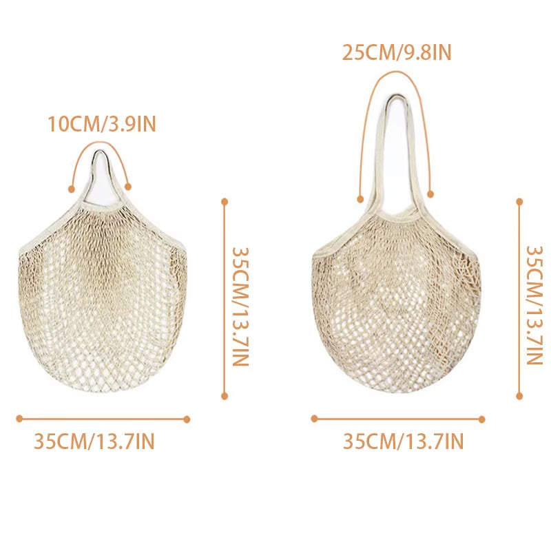Handheld Foldable Cotton Mesh Bag – Reusable Fruit & Grocery Tote